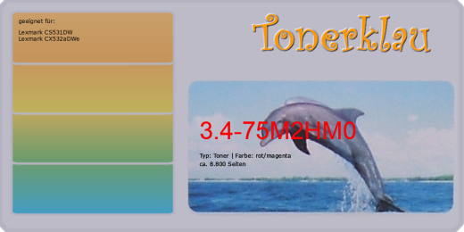 Toner 3.4-75M2HM0 kompatibel mit Lexmark 75M2HM0 / CS531/CX532